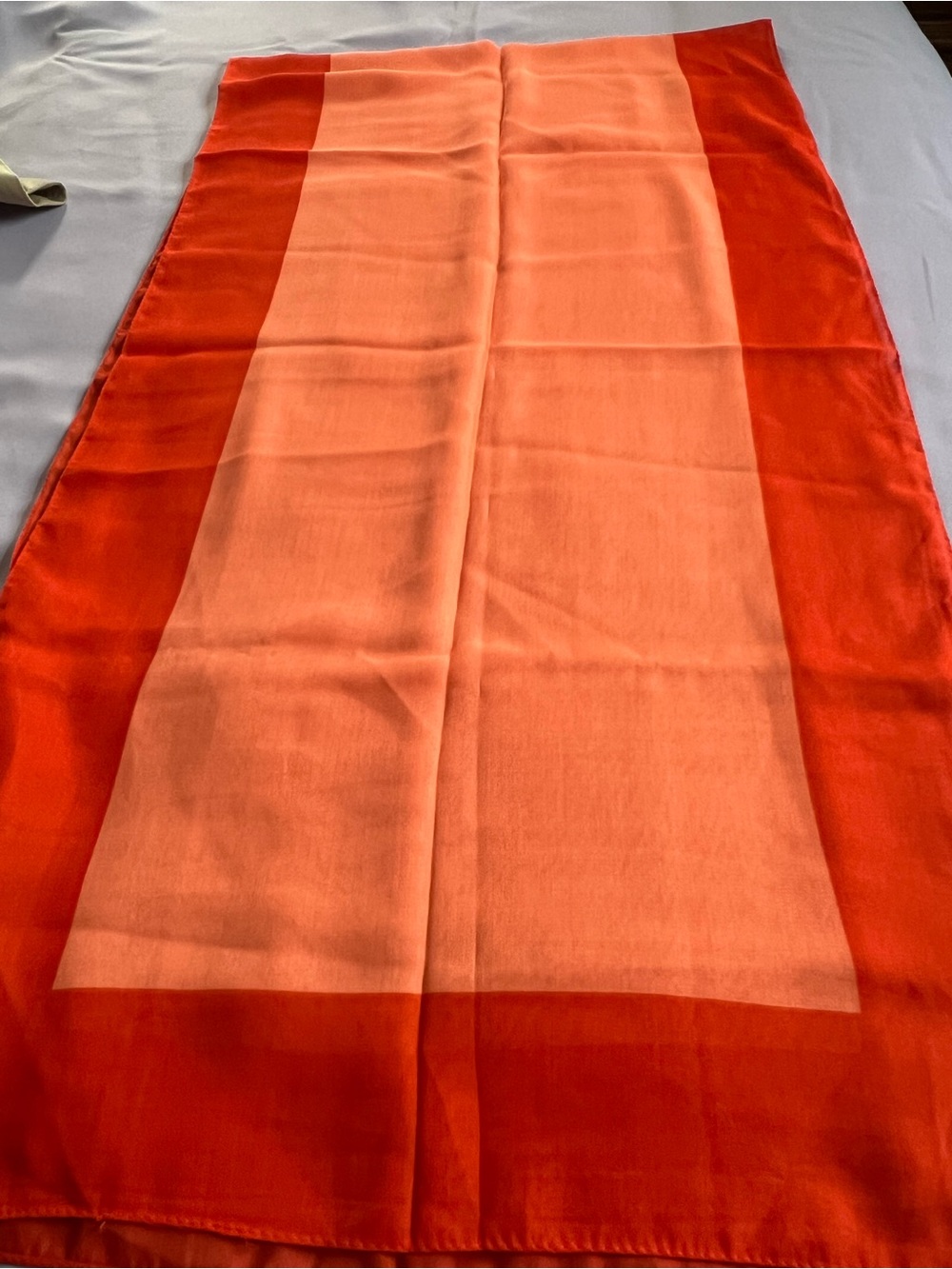 Adrienne Vittadini Orange and Coral Gradient Silk Scarf